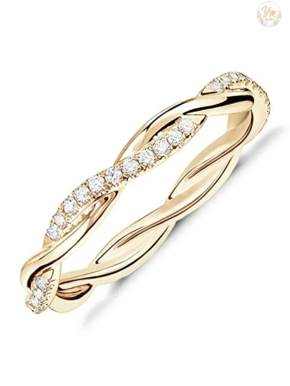 14K Gold Plated Cubic Zirconia Twisted Rope Eternity Band